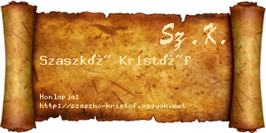 Szaszkó Kristóf névjegykártya