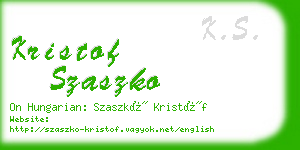 kristof szaszko business card